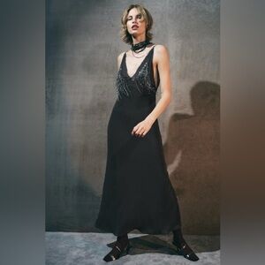 ZARA BEADED GEORGETTE DRESS SZ L